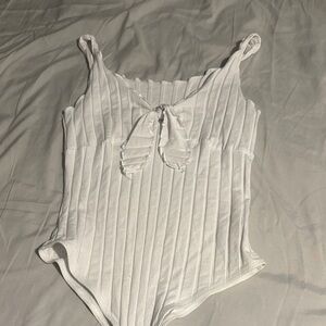 SHEIN White Ribbed Bodysuit
